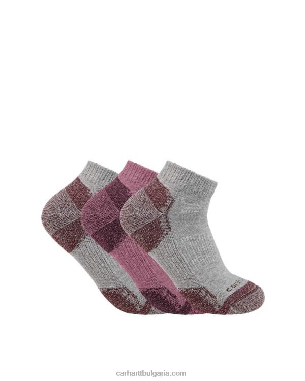XD68N251 Жени средно тежък памучен чорап с ниски разрези 3 чифта асорти Carhartt