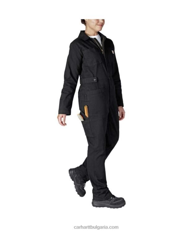 XD68N216 Жени здрав, гъвкав платнен гащеризон със спокойна кройка черен Carhartt