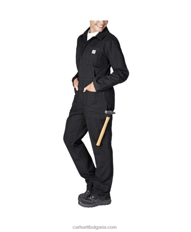 XD68N216 Жени здрав, гъвкав платнен гащеризон със спокойна кройка черен Carhartt