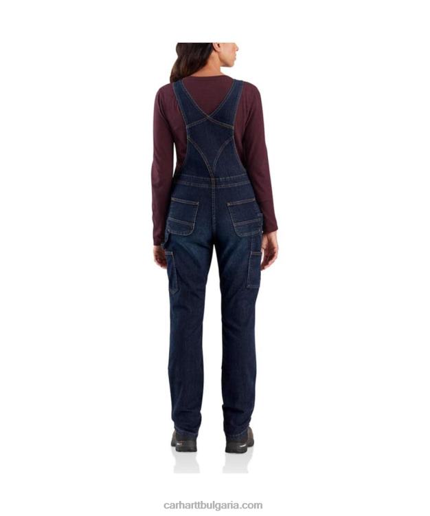 XD68N219 Жени здрав гащеризон с двоен преден нагръдник от гъвкав деним среднощно небе Carhartt