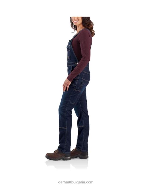 XD68N219 Жени здрав гащеризон с двоен преден нагръдник от гъвкав деним среднощно небе Carhartt