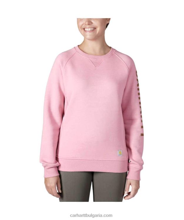 XD68N210 Жени спокоен суичър с графичен ръкав със средно тегло и кръгло деколте асфалт пирен неп Carhartt