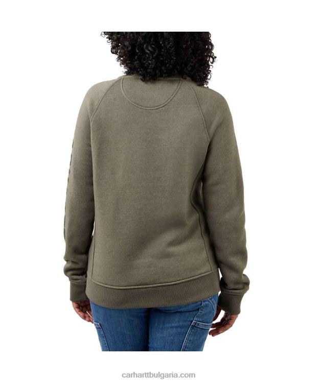 XD68N210 Жени спокоен суичър с графичен ръкав със средно тегло и кръгло деколте асфалт пирен неп Carhartt