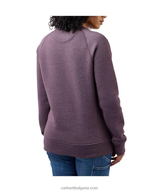 XD68N210 Жени спокоен суичър с графичен ръкав със средно тегло и кръгло деколте асфалт пирен неп Carhartt