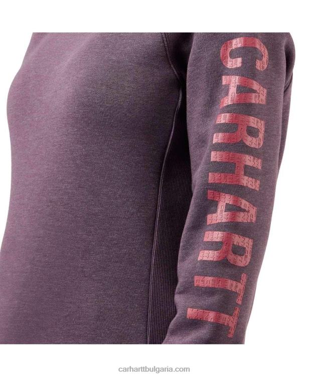 XD68N210 Жени спокоен суичър с графичен ръкав със средно тегло и кръгло деколте асфалт пирен неп Carhartt