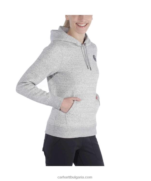 XD68N211 Жени суичър със средна кройка със спокойна кройка с графичен ръкав с лого пепел роза Carhartt