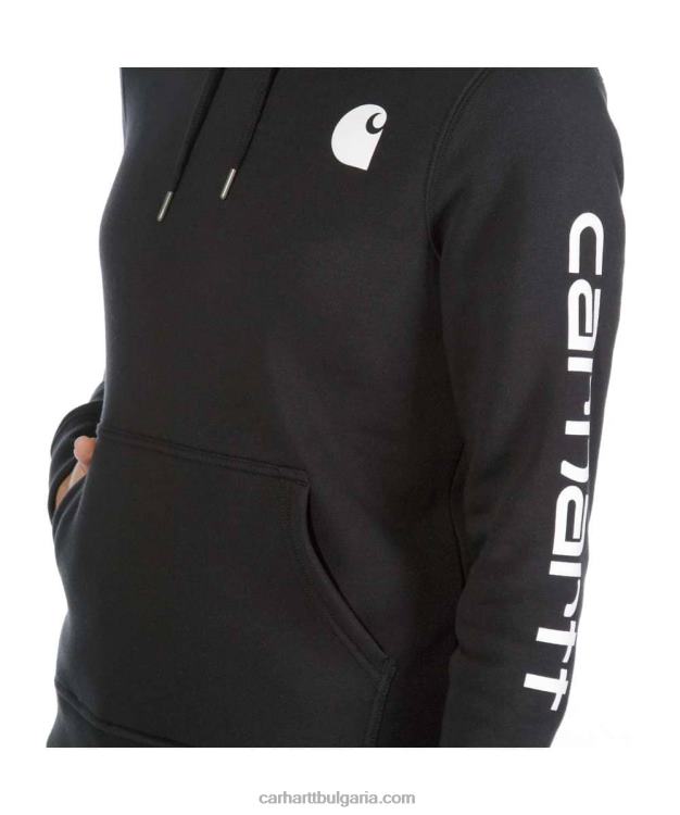 XD68N211 Жени суичър със средна кройка със спокойна кройка с графичен ръкав с лого пепел роза Carhartt