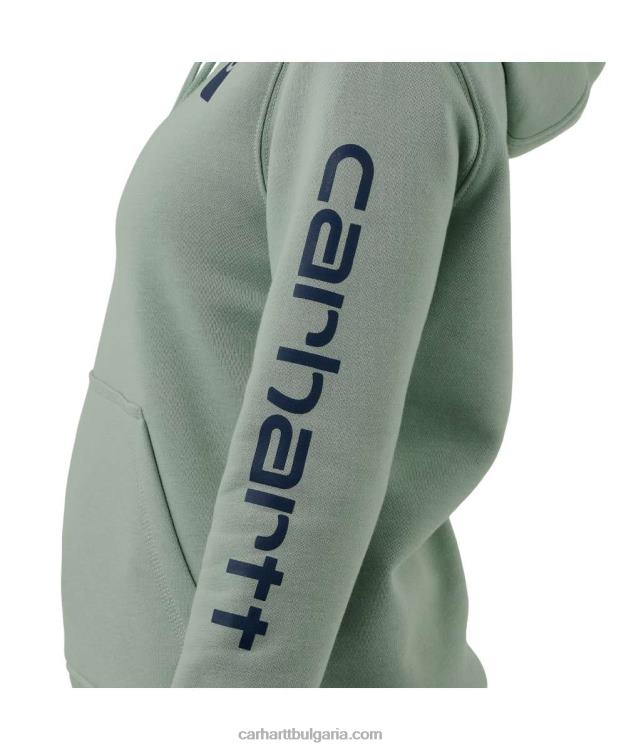 XD68N211 Жени суичър със средна кройка със спокойна кройка с графичен ръкав с лого пепел роза Carhartt