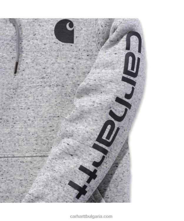 XD68N211 Жени суичър със средна кройка със спокойна кройка с графичен ръкав с лого пепел роза Carhartt