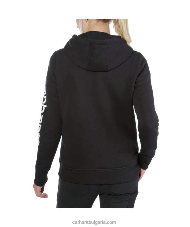 XD68N211 Жени суичър със средна кройка със спокойна кройка с графичен ръкав с лого пепел роза Carhartt