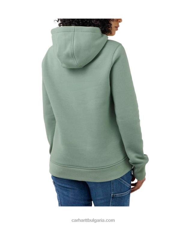 XD68N211 Жени суичър със средна кройка със спокойна кройка с графичен ръкав с лого пепел роза Carhartt