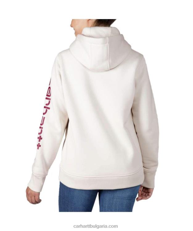 XD68N211 Жени суичър със средна кройка със спокойна кройка с графичен ръкав с лого пепел роза Carhartt
