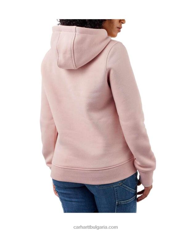 XD68N211 Жени суичър със средна кройка със спокойна кройка с графичен ръкав с лого пепел роза Carhartt