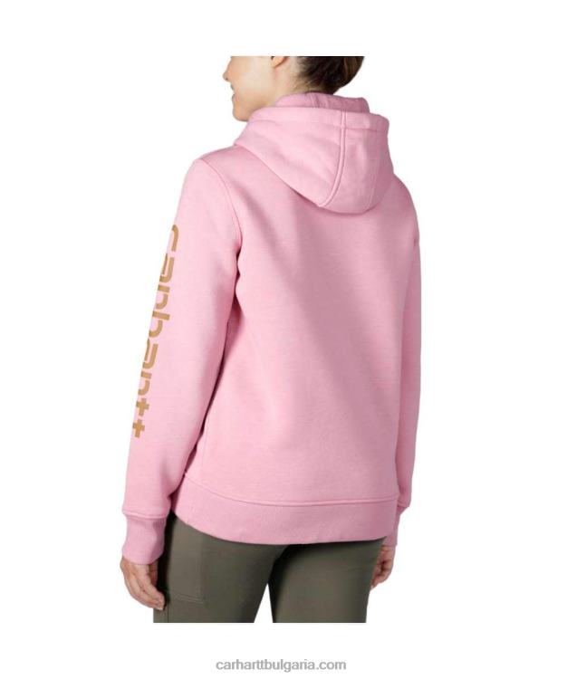 XD68N211 Жени суичър със средна кройка със спокойна кройка с графичен ръкав с лого пепел роза Carhartt