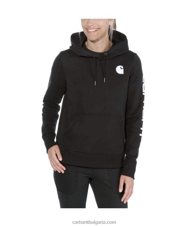 XD68N211 Жени суичър със средна кройка със спокойна кройка с графичен ръкав с лого пепел роза Carhartt