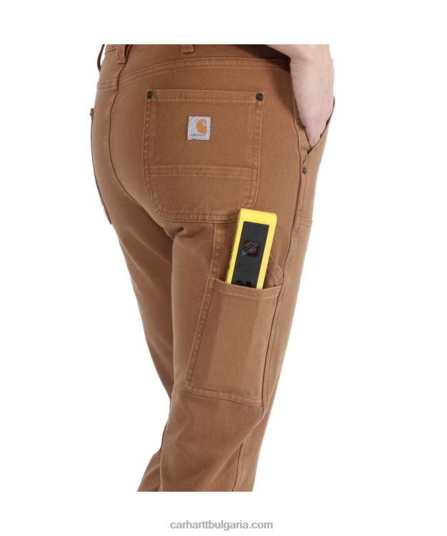 XD68N202 Жени здрав гъвкав работен панталон със спокойна кройка от кепър с двойна предна част черен Carhartt