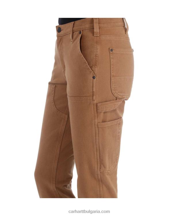 XD68N202 Жени здрав гъвкав работен панталон със спокойна кройка от кепър с двойна предна част черен Carhartt