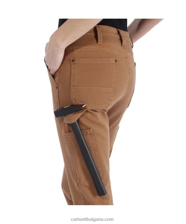 XD68N202 Жени здрав гъвкав работен панталон със спокойна кройка от кепър с двойна предна част черен Carhartt