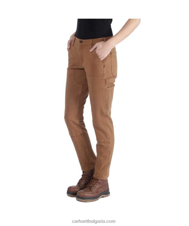 XD68N202 Жени здрав гъвкав работен панталон със спокойна кройка от кепър с двойна предна част черен Carhartt