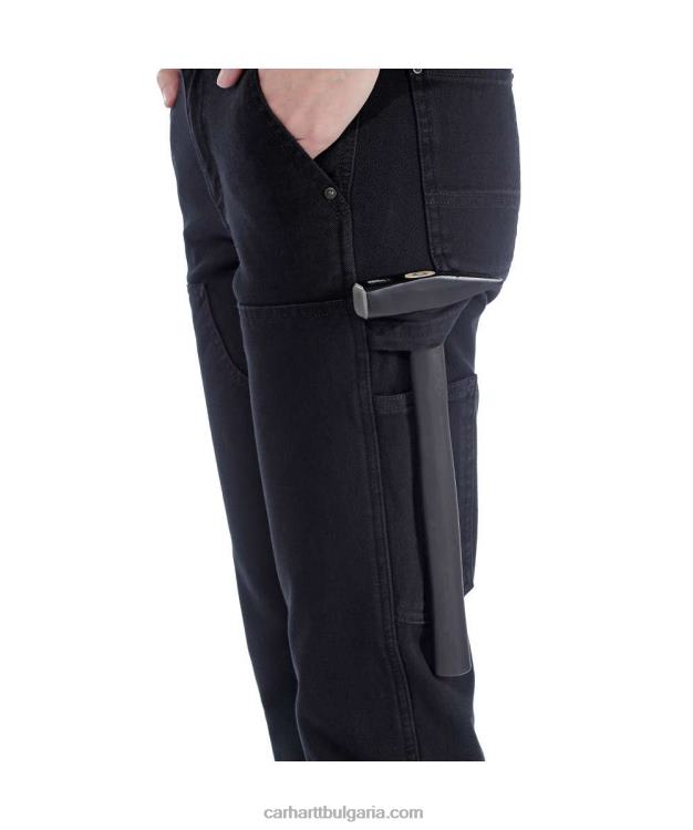 XD68N202 Жени здрав гъвкав работен панталон със спокойна кройка от кепър с двойна предна част черен Carhartt