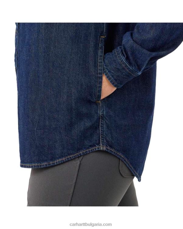 XD68N247 Жени спокойна дънкова риза със среден размер с дълъг ръкав цион Carhartt
