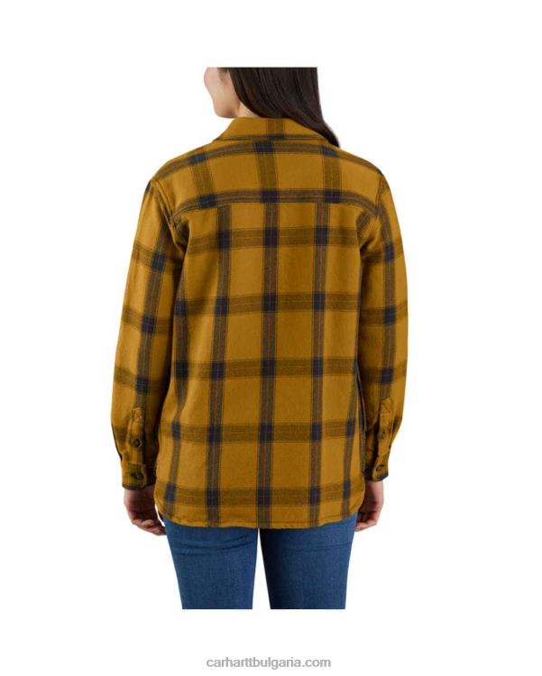 XD68N248 Жени широка карирана риза от кепър с дълги ръкави carhartt кафяво Carhartt