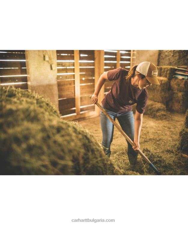 XD68N223 Жени широка тежка тениска с къс ръкав k87 с джоб пепел роза Carhartt