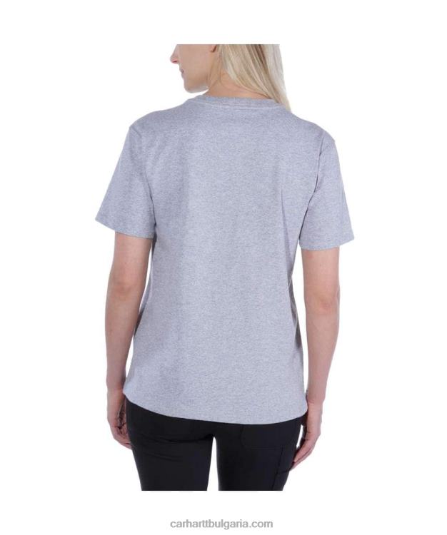 XD68N223 Жени широка тежка тениска с къс ръкав k87 с джоб пепел роза Carhartt