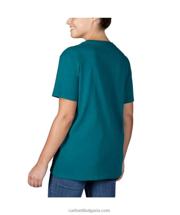 XD68N223 Жени широка тежка тениска с къс ръкав k87 с джоб пепел роза Carhartt