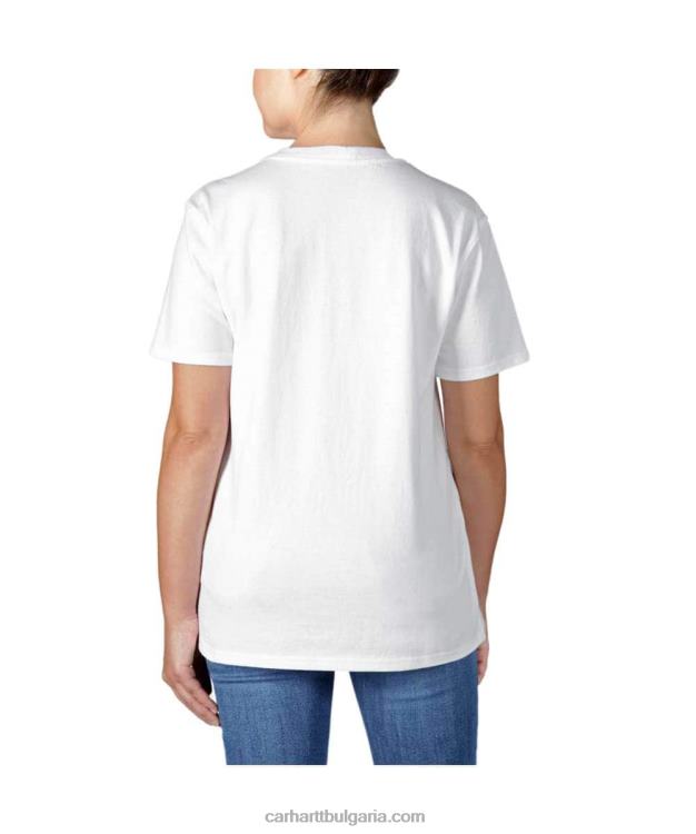 XD68N223 Жени широка тежка тениска с къс ръкав k87 с джоб пепел роза Carhartt