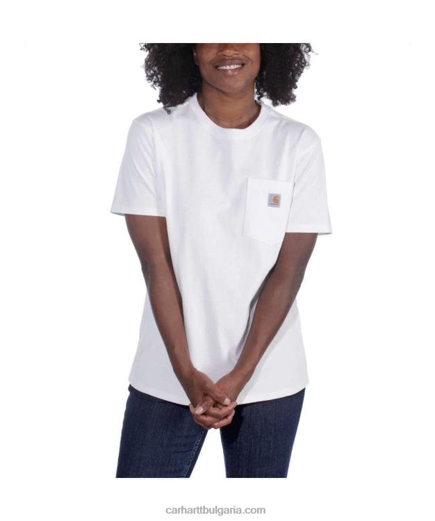 XD68N223 Жени широка тежка тениска с къс ръкав k87 с джоб пепел роза Carhartt