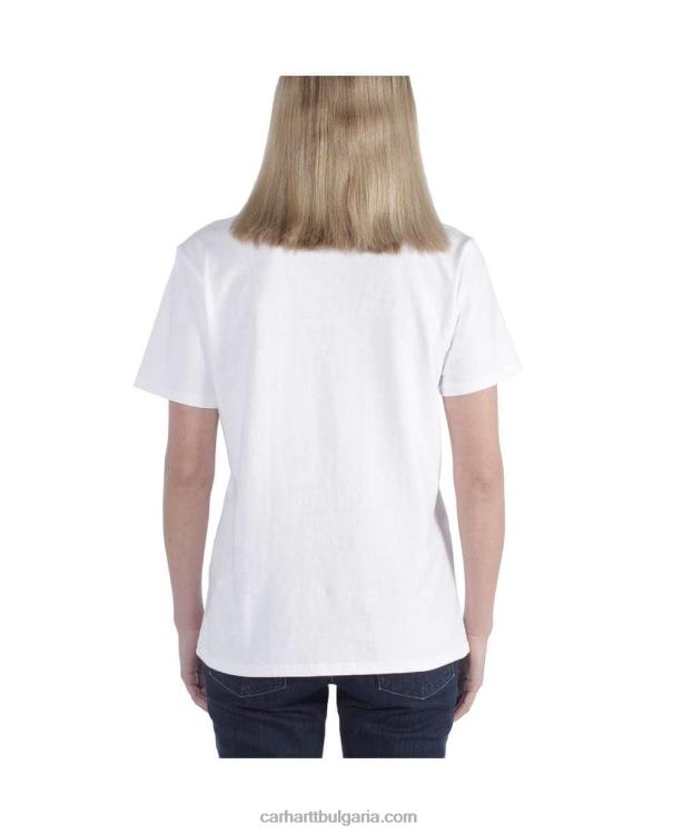 XD68N223 Жени широка тежка тениска с къс ръкав k87 с джоб пепел роза Carhartt