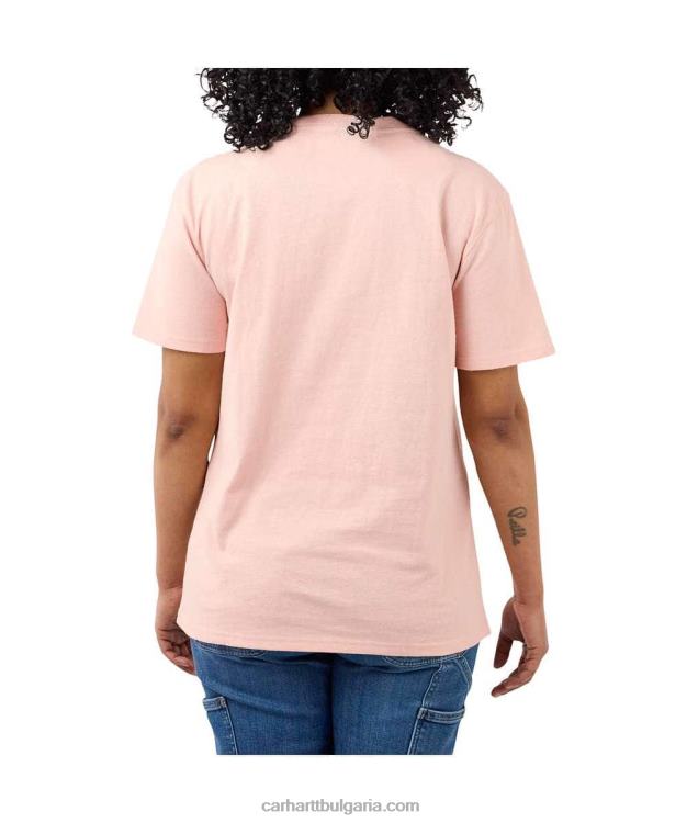 XD68N223 Жени широка тежка тениска с къс ръкав k87 с джоб пепел роза Carhartt