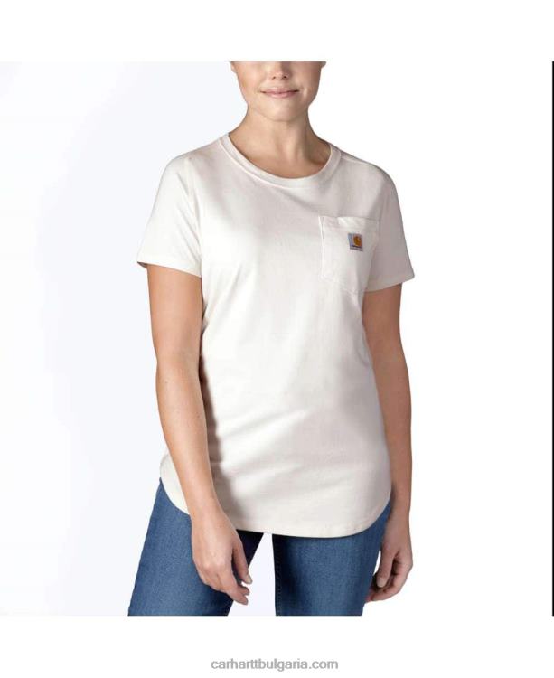 XD68N224 Жени принудително спокойна тениска със среден размер с къс ръкав и джоб магента ахат Carhartt
