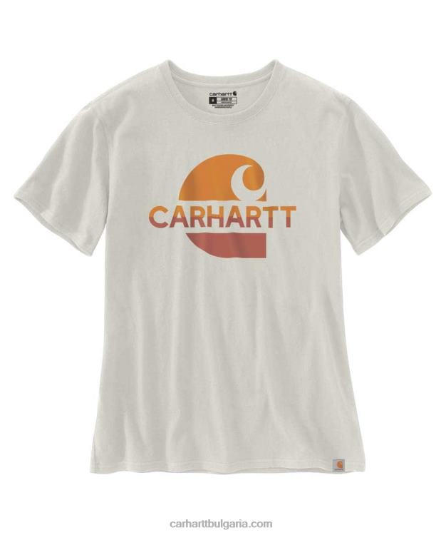 XD68N225 Жени широка тежка тениска с къс ръкав и избеляла графична буква 