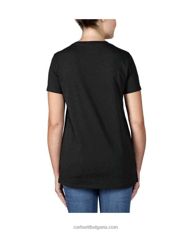 XD68N226 Жени Лека многоцветна тениска с къс ръкав и лого със спокойна кройка черен Carhartt
