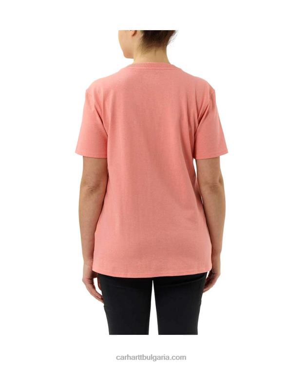 XD68N227 Жени широка тениска с къси ръкави и изработени графични изображения босилек хедър Carhartt