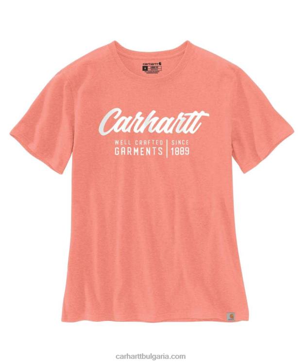 XD68N227 Жени широка тениска с къси ръкави и изработени графични изображения босилек хедър Carhartt