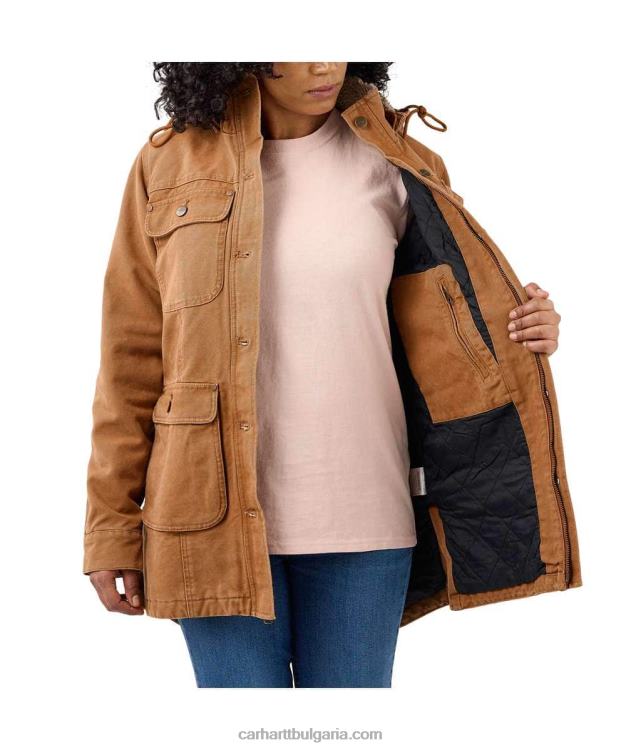 XD68N186 Жени свободна кройка изветряло патешко палто черен Carhartt