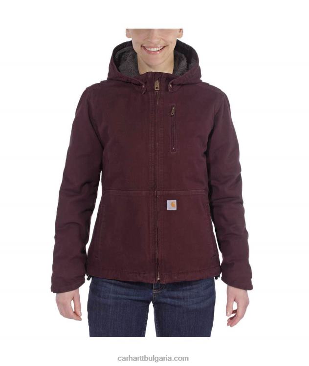XD68N188 Жени широко разпространено изпрано яке с подплата от шерпа дълбоко вино/сянка Carhartt