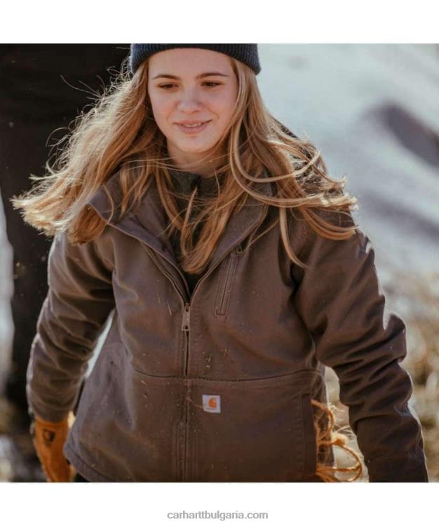 XD68N188 Жени широко разпространено изпрано яке с подплата от шерпа дълбоко вино/сянка Carhartt