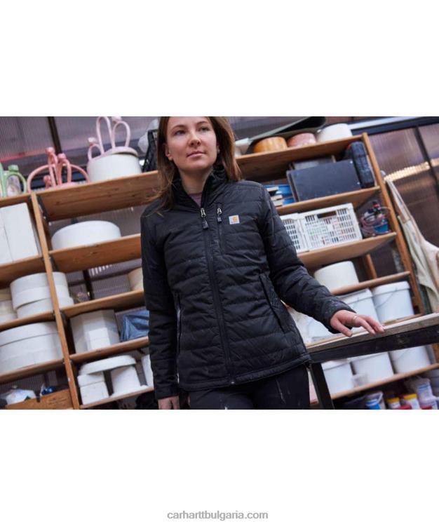 XD68N190 Жени rain defender леко изолирано яке със спокойна кройка черен Carhartt