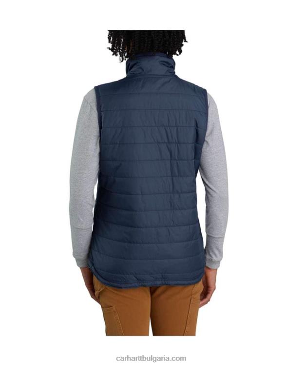 XD68N221 Жени защитна от дъжд найлонова изолирана жилетка с фалшиво деколте черен Carhartt