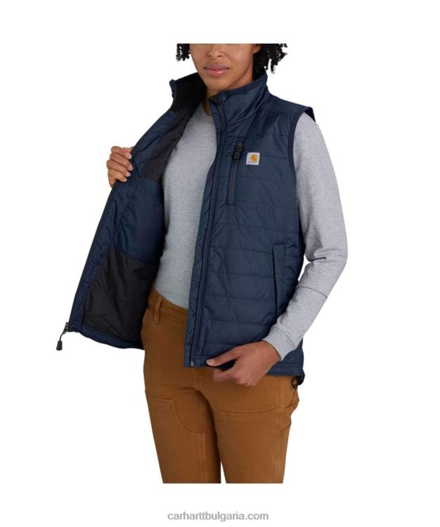 XD68N221 Жени защитна от дъжд найлонова изолирана жилетка с фалшиво деколте черен Carhartt