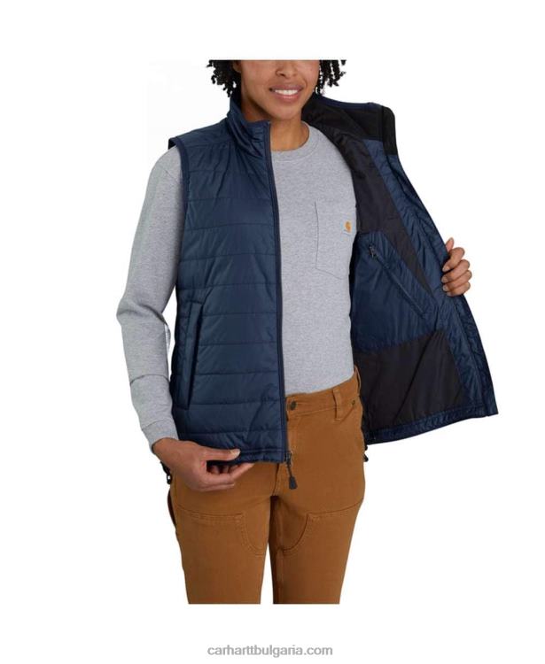 XD68N221 Жени защитна от дъжд найлонова изолирана жилетка с фалшиво деколте черен Carhartt