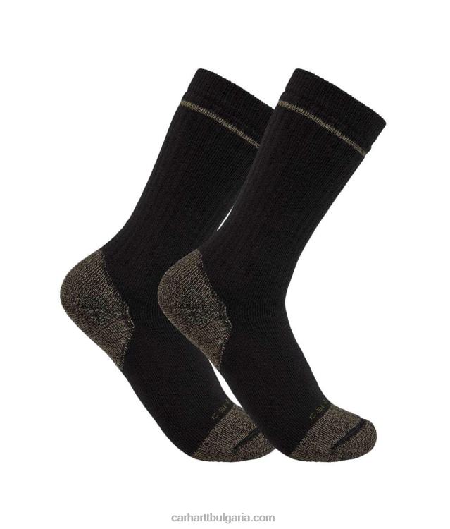 XD68N174 мъже средно тежък чорап за ботуши от смесен памук от стоманени пръсти 2 чифта черен Carhartt