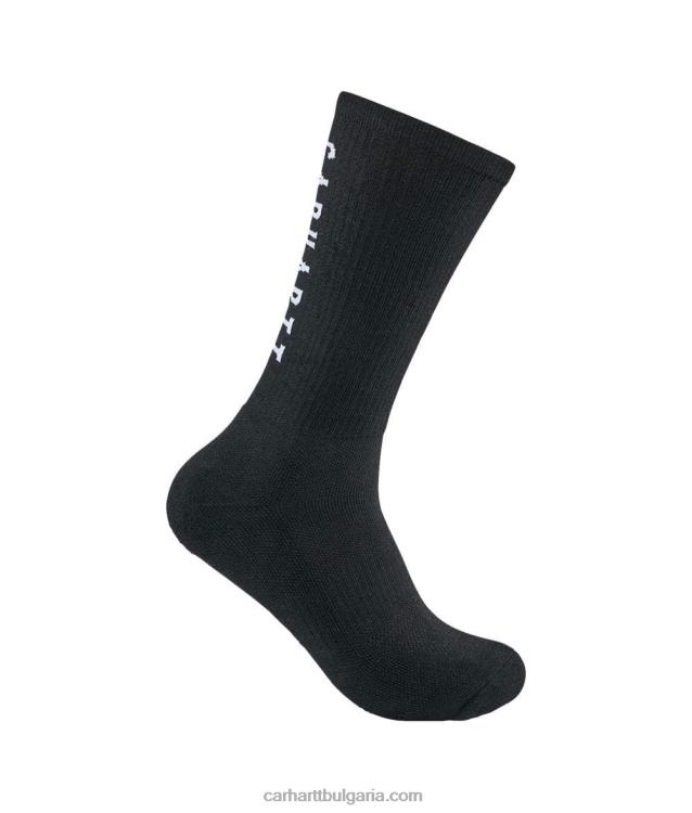 XD68N176 мъже 3 чифта чорап с лого на екипажа със средно тегло черен Carhartt