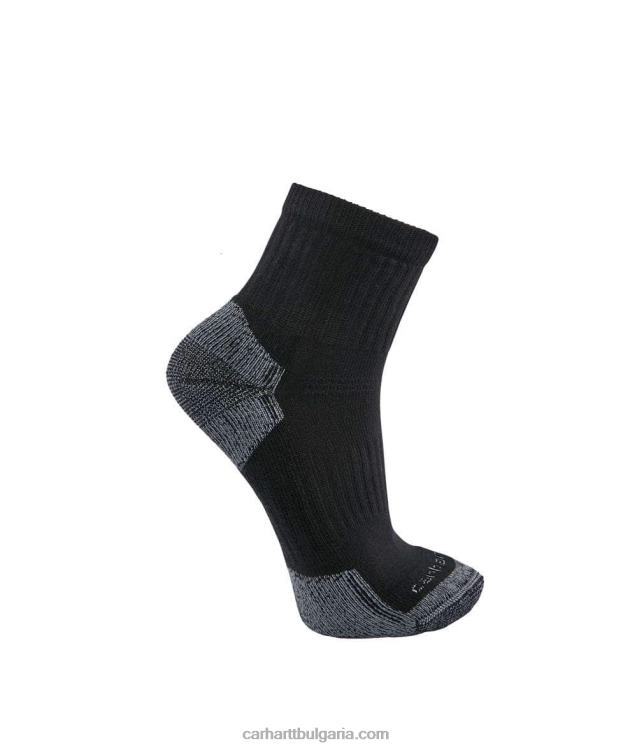 XD68N178 мъже четвърт чорап от смесен памук със средно тегло 3 чифта черен Carhartt