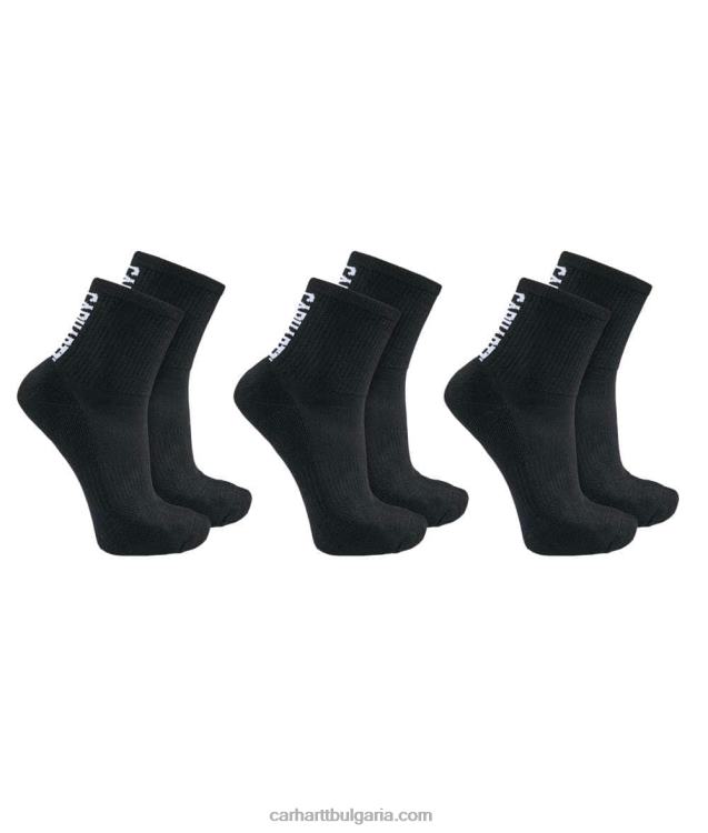 XD68N179 мъже 3 чифта къси чорапи с лого за средно тегло черен Carhartt