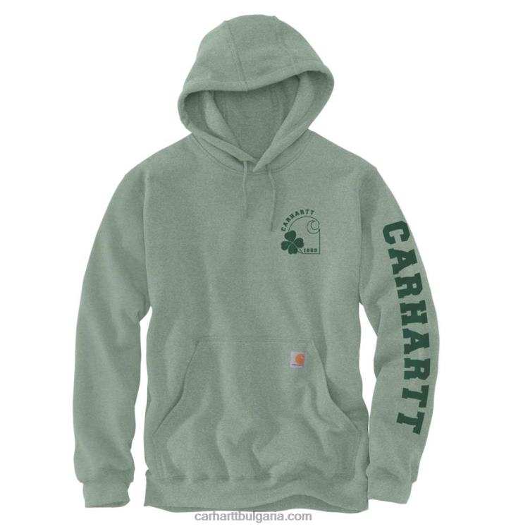 XD68N36 мъже суитшърт с широка кройка с качулка и трилистник карбон хедър Carhartt